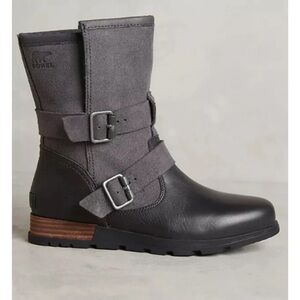 Sorel Women's Gray and Black moto Boots
